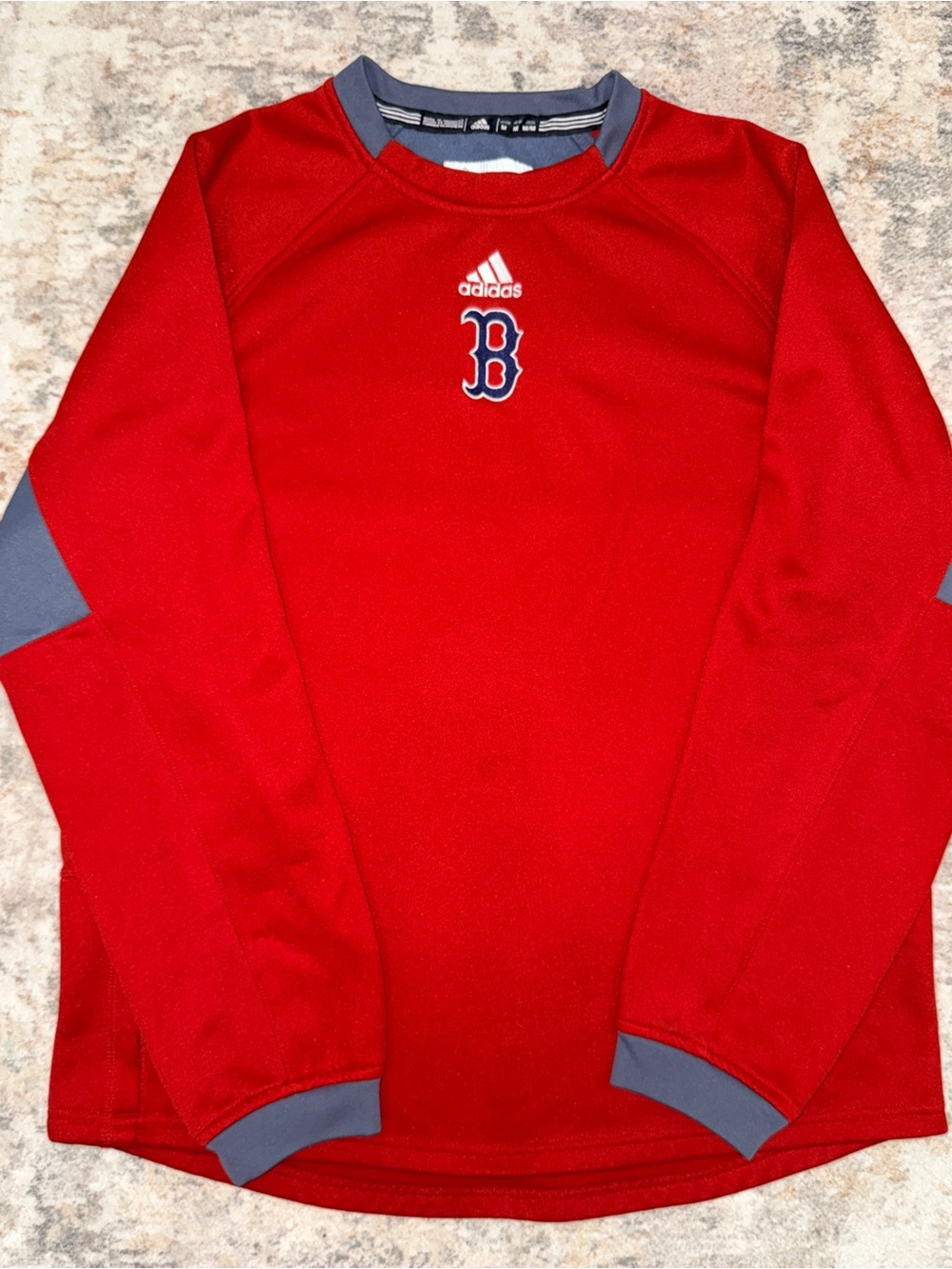 Adidas Red Boston Long-Sleeve Performance Pullover